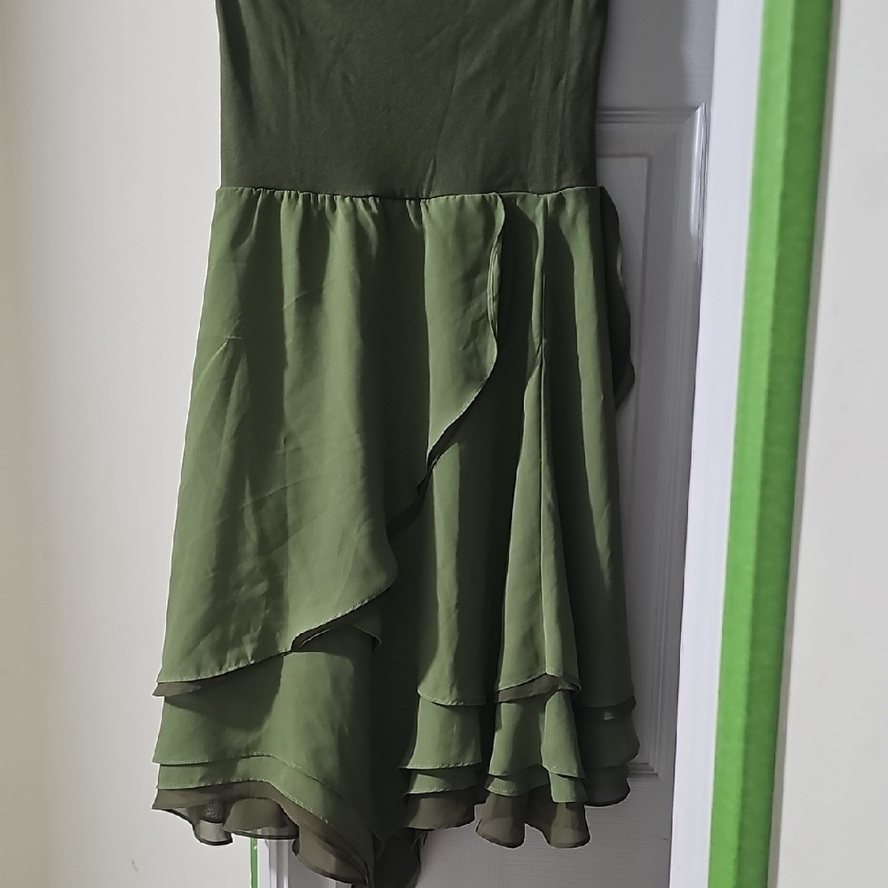 Lapis Olive Green Layered Skirt